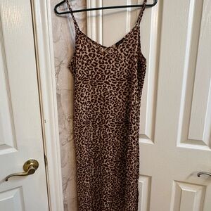Cotton On Leopard Print Slip Dress in Brown & Black